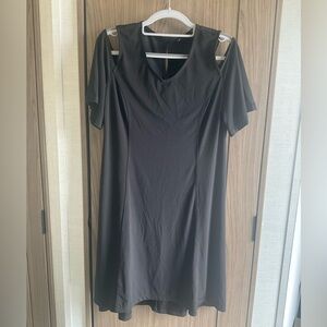 H By Halston Womens Black Short Cold Shoulder Sleeve Round Neck Dress Size SP